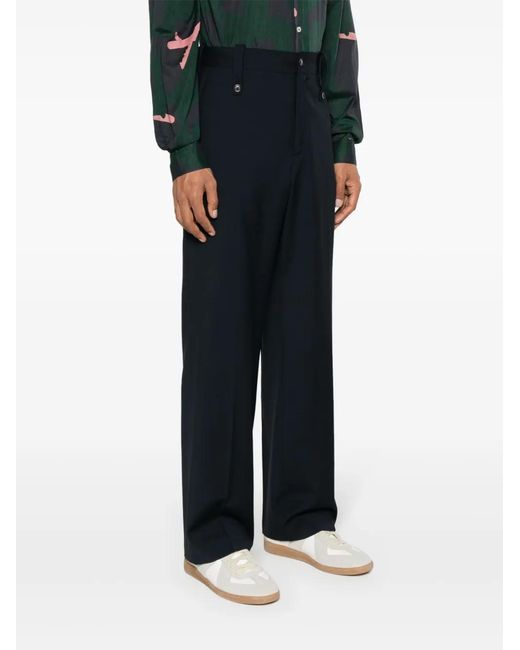 Paura Blue Kyros Wool Tailored Trousers for men