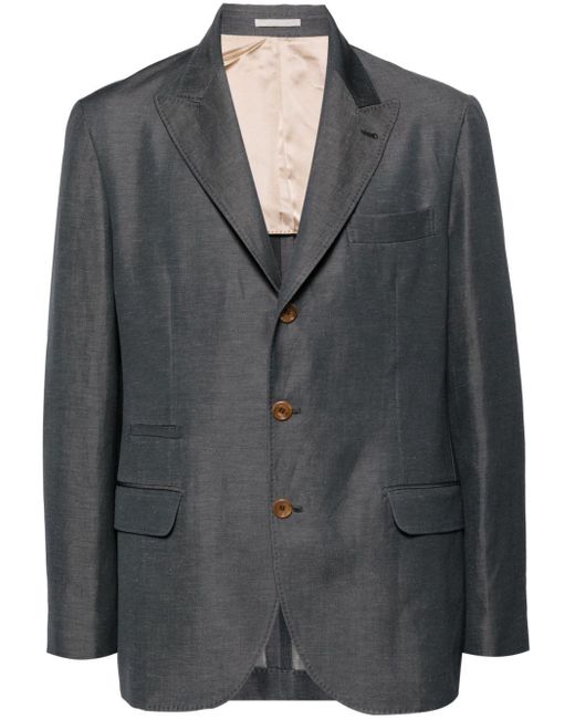 Brunello Cucinelli Black Single-breasted Wool-blend Blazer for men