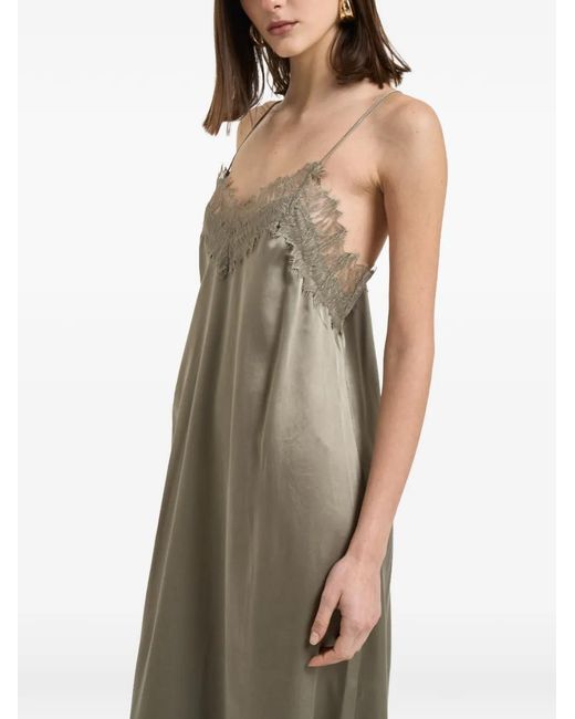 IRO Natural Lace-Trim Satin Midi Dress