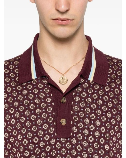 Drole de Monsieur Red Patterned Polo Shirt for men