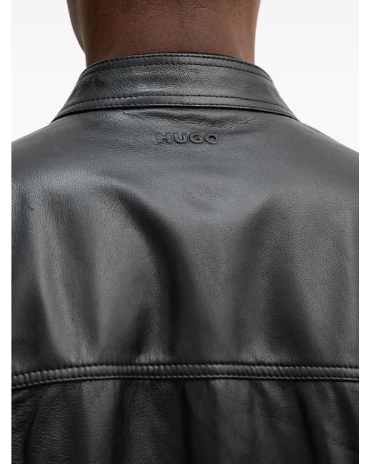 HUGO Lederjacke Mit Reißverschluss in Black für Herren