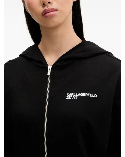 Karl Lagerfeld Black Zip-Up Logo Hoodie