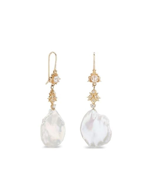 SOFIA ZAKIA White 14K Boon Pearl Diamond Earrings