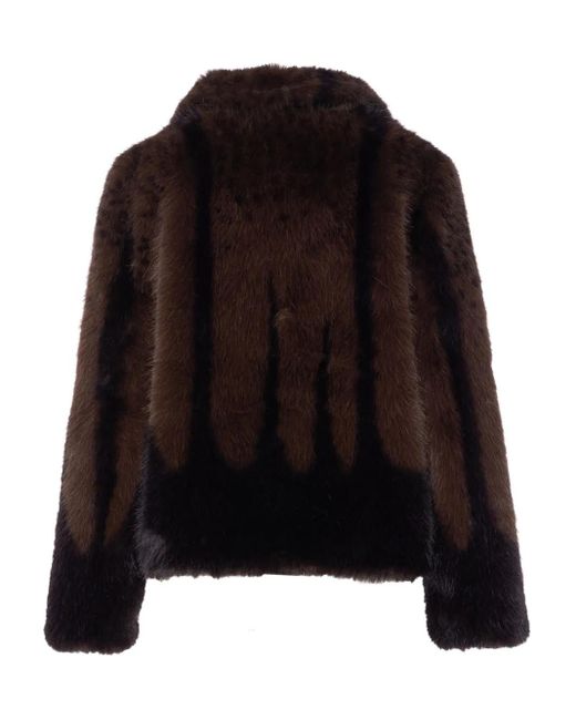 S.W.O.R.D Black Fur-Effect Shawl-Collar Jacket