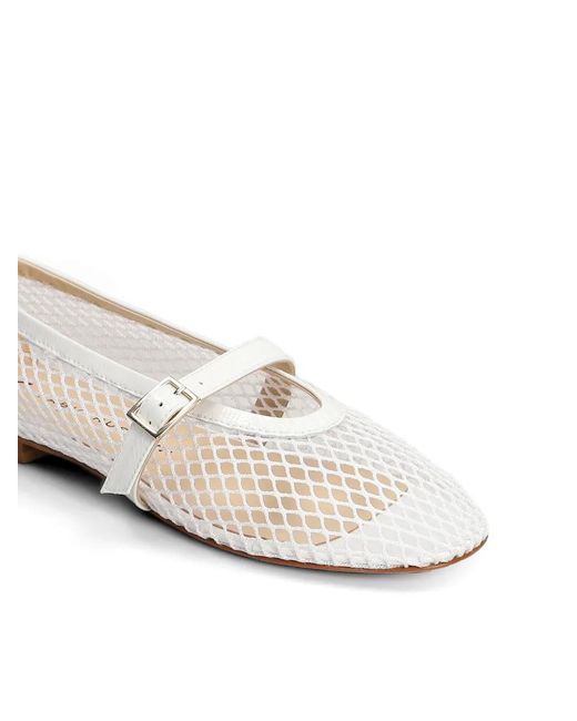 Fabio Rusconi White Mina Buckle-Strap Ballet Flats