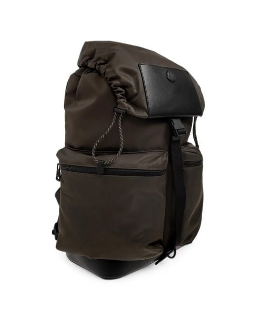 Moncler Black Kenton Drill Logo-Patch Backpack for men