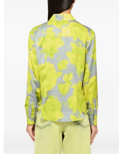 MSGM Blouse Met Bloemendetail in het Yellow
