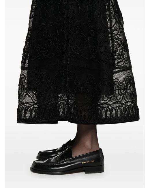 Maje Black Embroidered Basket-Weave Knit Skirt