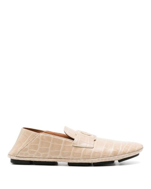Dolce & Gabbana Natural Crocodile-effect Leather Loafers for men