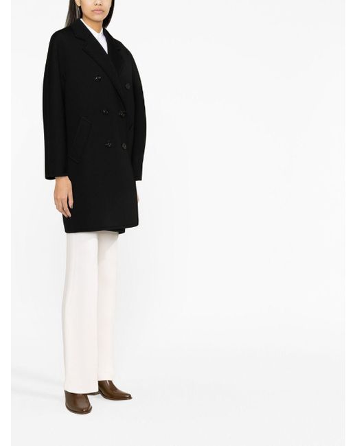 Max Mara Black Double-breasted Button-up Coat
