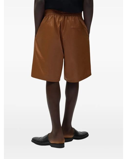 Arte' Brown Drawstring Logo Shorts for men
