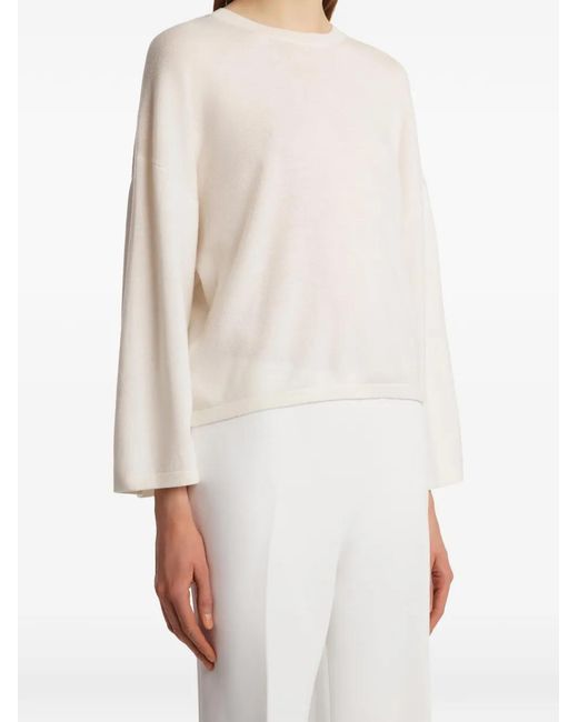 Khaite White Wool Crew-Neck Sweater