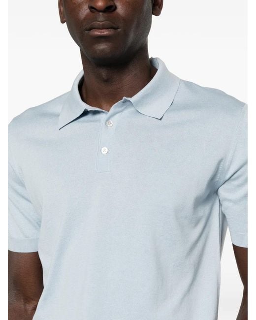 Panicale Blue Short-Sleeve Buttoned Polo Shirt for men