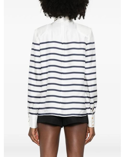Franchise White Stripe Bow Blouse
