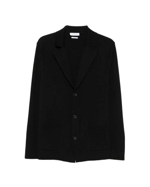 Daniele Fiesoli Black Notch-Lapel Patch-Pocket Cardigan for men