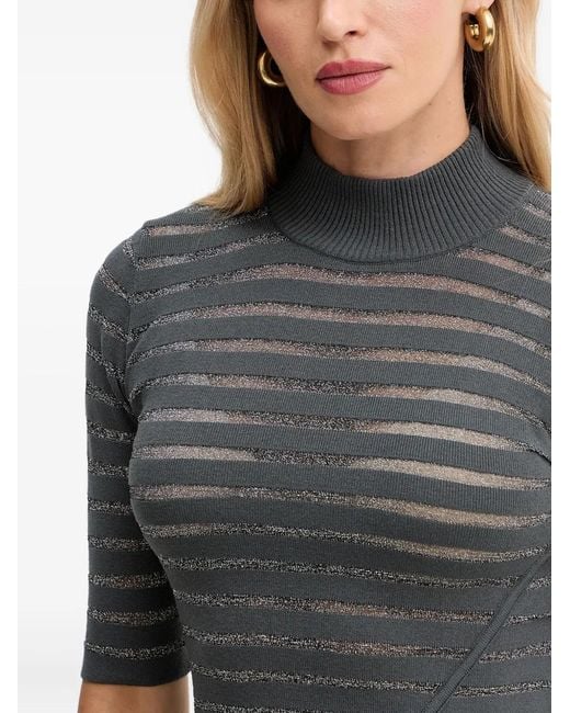 SIMONA CORSELLINI Black Striped Mock-Neck Top