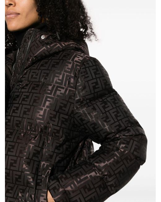 Fendi Black Ff-logo Print Padded Jacket