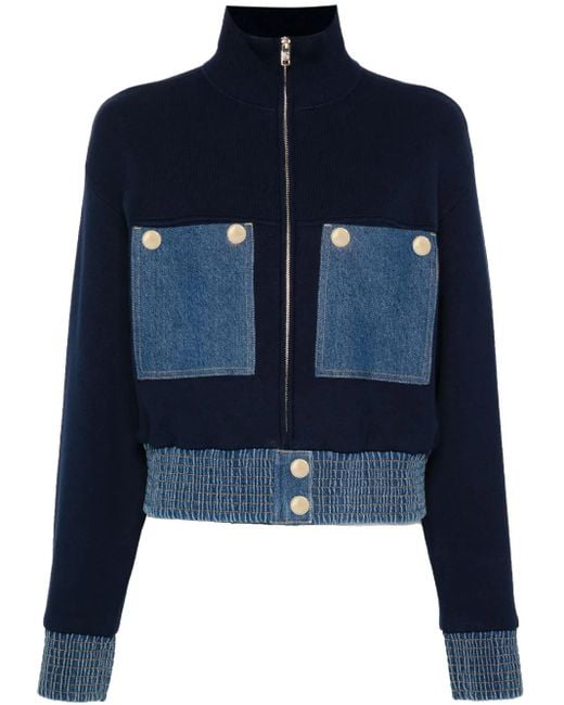Sandro Blue Panelled Bomber Jacket