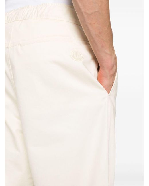 Moncler Natural Logo-appliqué Straight Trousers for men