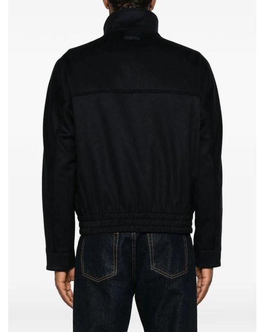 Lardini Black High-Neck Elasticated-Hem Jacket for men