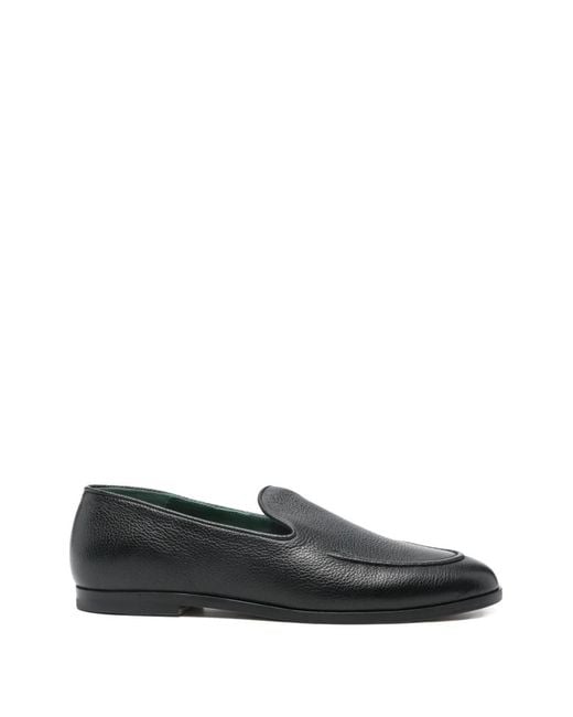 VINNY'S Black Marcel Grained-Leather Loafers for men
