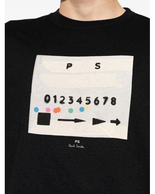 Paul Smith Black Graphic-Print T-Shirt for men