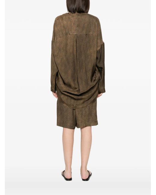 Uma Wang Natural Tate Geometric-Pattern Shirt