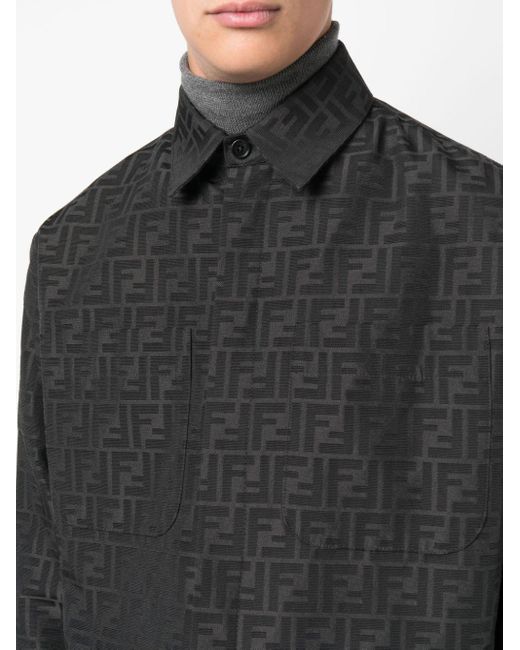 Fendi Hemdjacke mit FF-Muster in Black für Herren