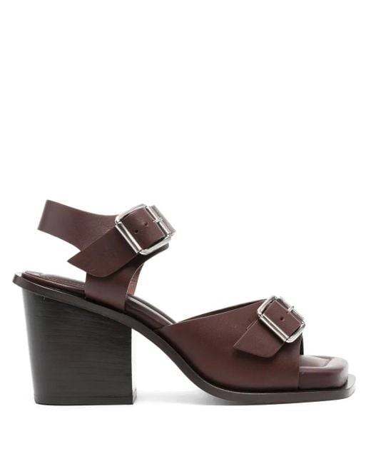 Lemaire Brown Square Heeled Sandals With Straps 80 Shoes