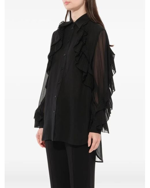 Givenchy Black Ruffled Transparent Blouse
