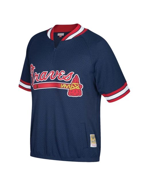 Mitchell & Ness Blue 1991 Atlanta Braves Half-Zip Polo Shirt for men
