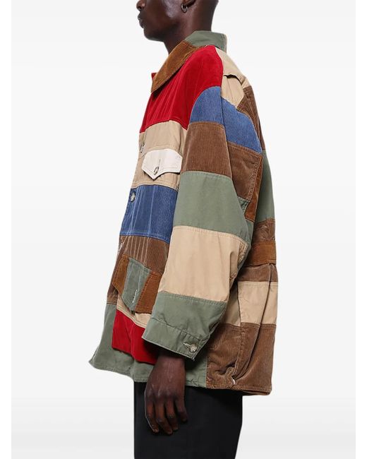 SAINT Mxxxxxx Red Patchwork-Design Shirt Jacket for men