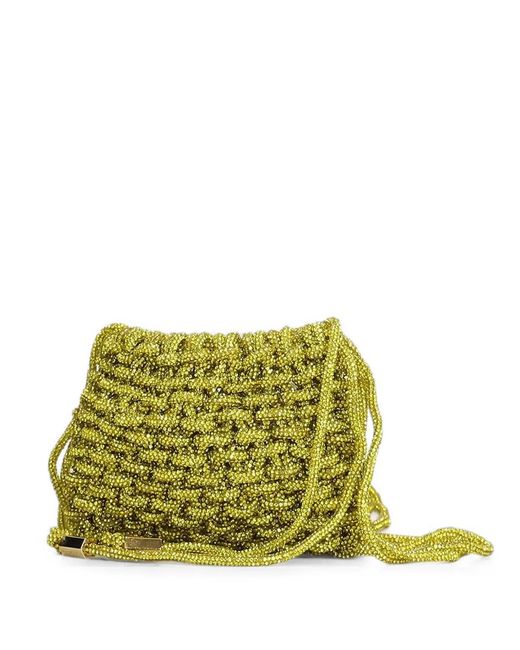 HIBOURAMA Green Mini Penelope Bead-Embellished Shoulder Bag