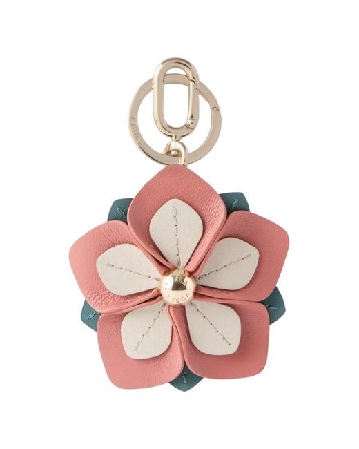 Furla Pink Allegra Flower-Patch Keyring