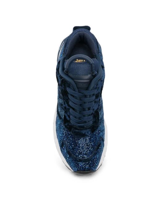 Ash Blue Racer Crystal-Embellished Sneakers