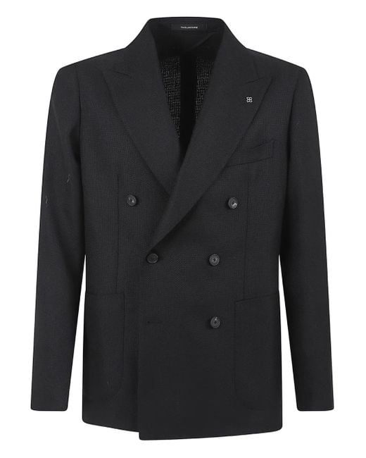 Tagliatore Black Double-Breasted Jacket for men