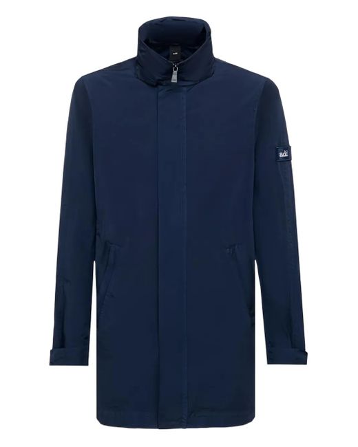 Add Blue Zip-Front Patch-Pocket Coat for men