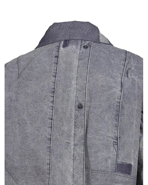UNDER THE SIGN Blue Patchwork Wax-Coated Jacket for men