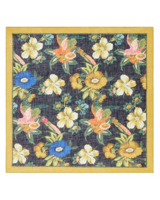 Etro Metallic Floral-print Linen-silk Scarf for men