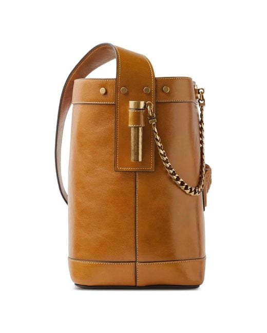 Versace Brown Pivot Small Leather Bucket Bag