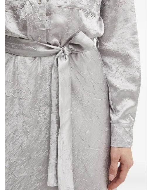 Pinko White Long-Sleeve Maxi Shirt Dress