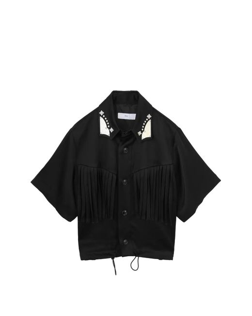 Toga Black Fringe-Detail Embellished Shirt