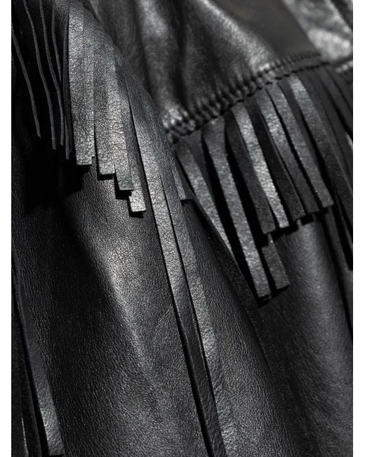 Balenciaga Black Fringed Leather Jacket for men