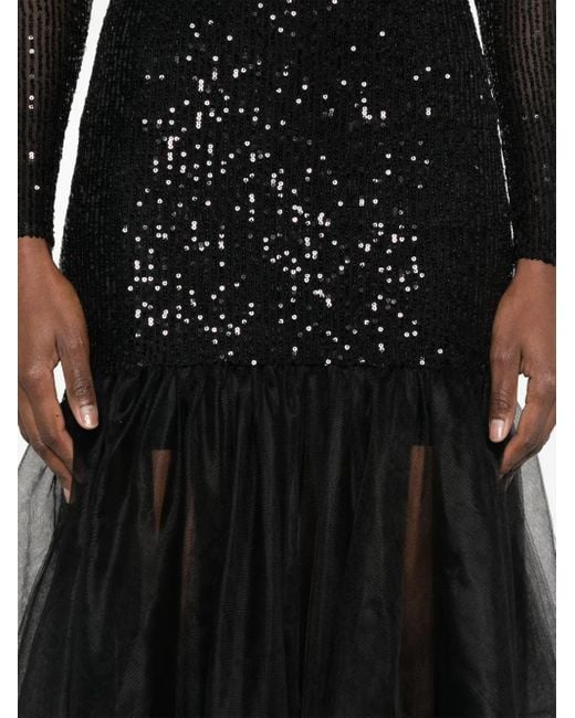 Atu Body Couture Black Sequined Mermaid Maxi Dress