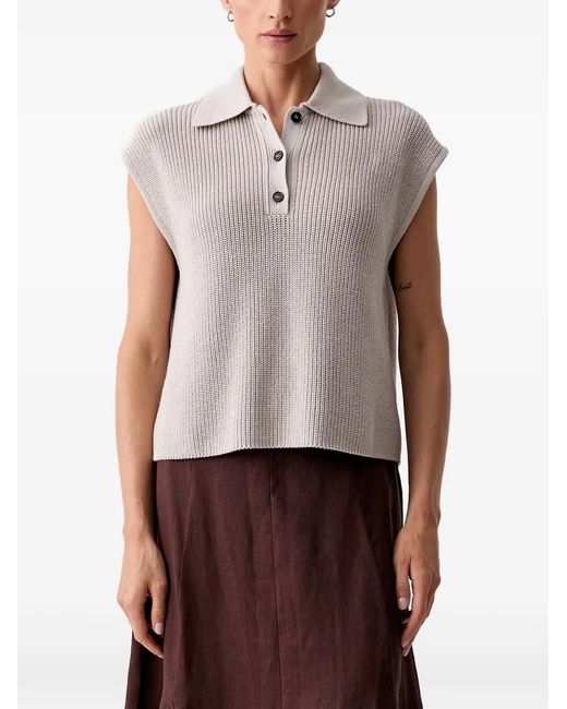 Marc O' Polo Natural Ribbed-Knit Polo Shirt