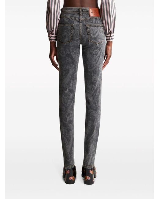 Etro Gray Gerade Jeans mit Paisley-Print