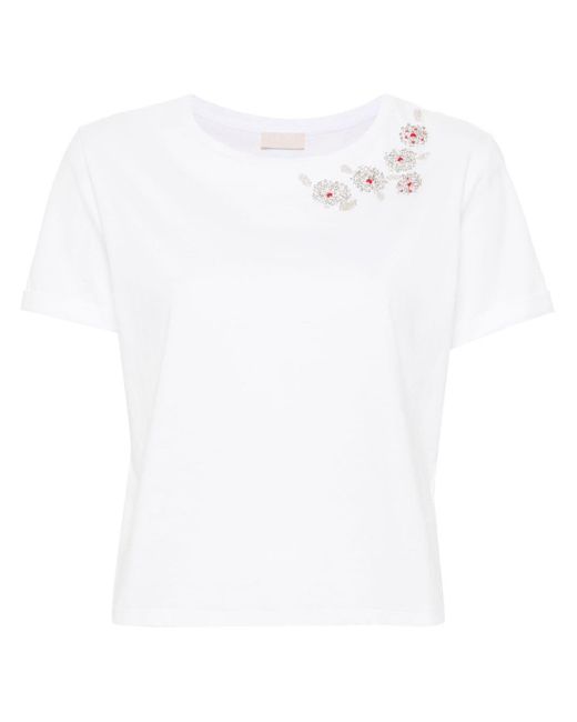 Camiseta con apliques de strass Liu Jo de color White