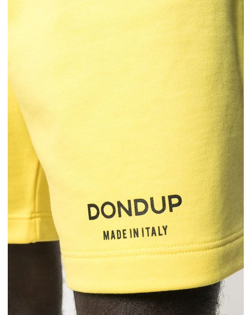 Dondup Yellow Logo Print Track Shorts for men