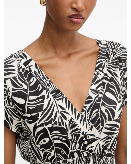 Morgan White Leaf-Print Wrap-Style Maxi Dress