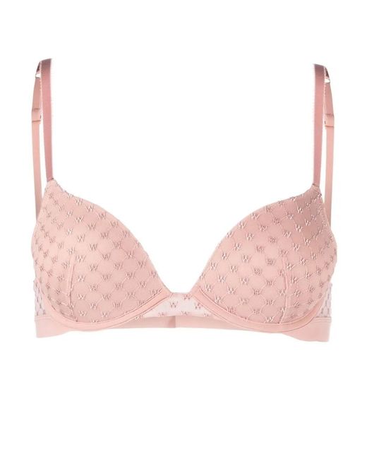 Wolford Pink Logo-Embroidered Demi-Cup Bra